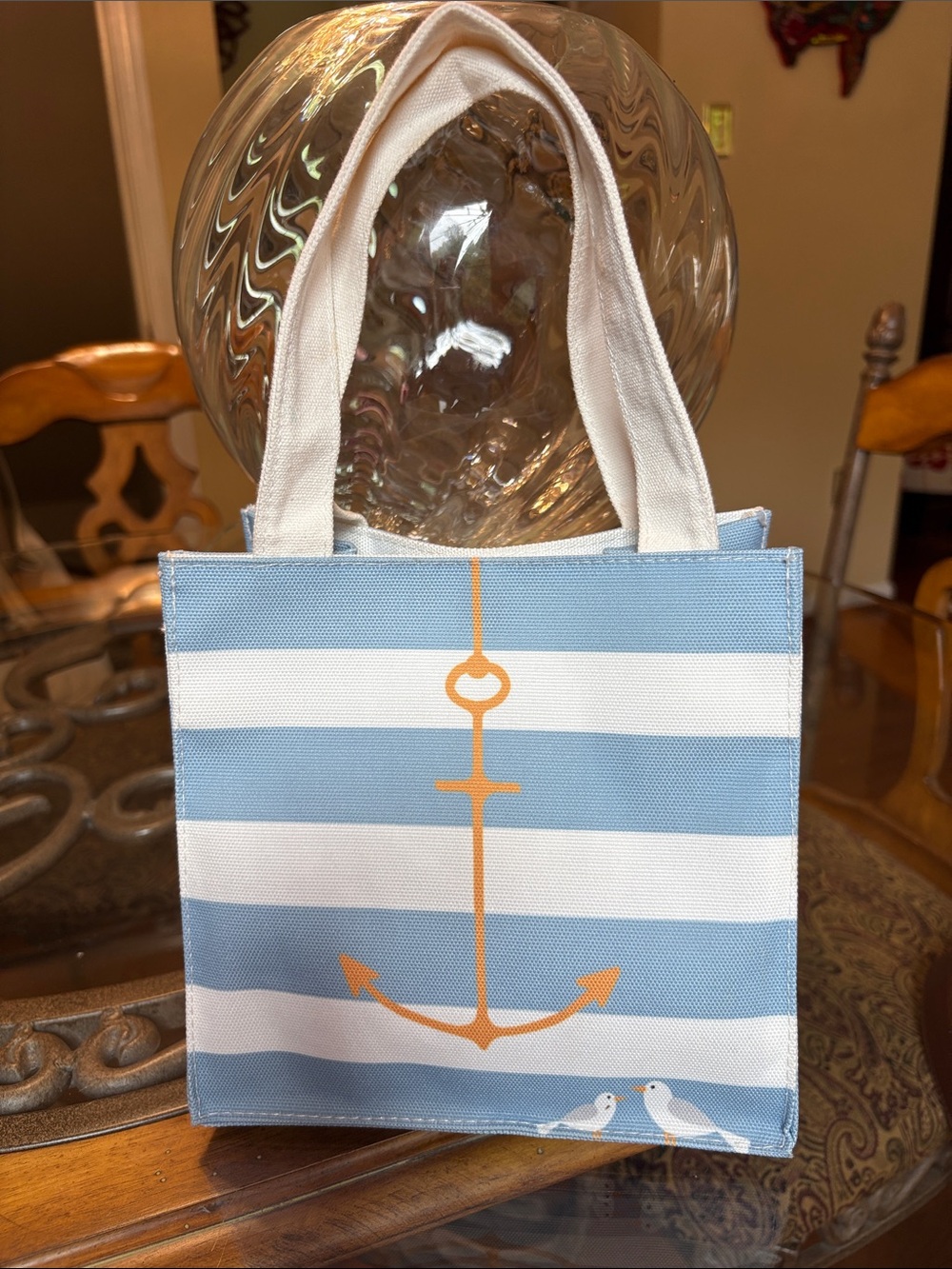 Blue & White Striped Nautical Tote